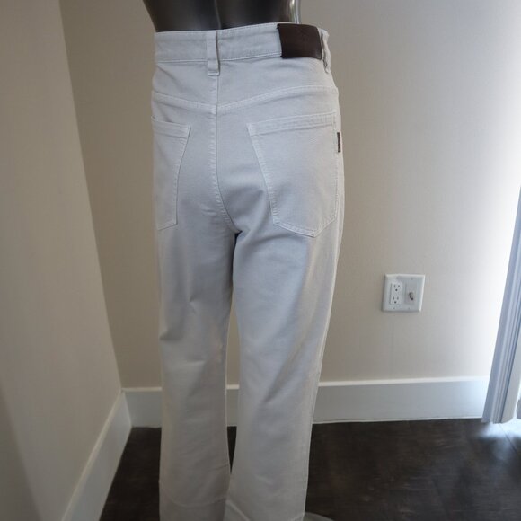 Brunello Cucinelli Monili Jeans Natural Denim Barrel Cuff Kick Flare Size 8 - Picture 8 of 11